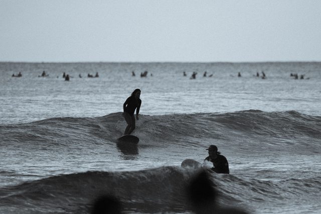 Dawn surf lesson at a quieter break