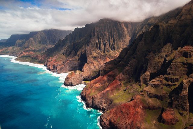 Nā Pali from the water at first light
