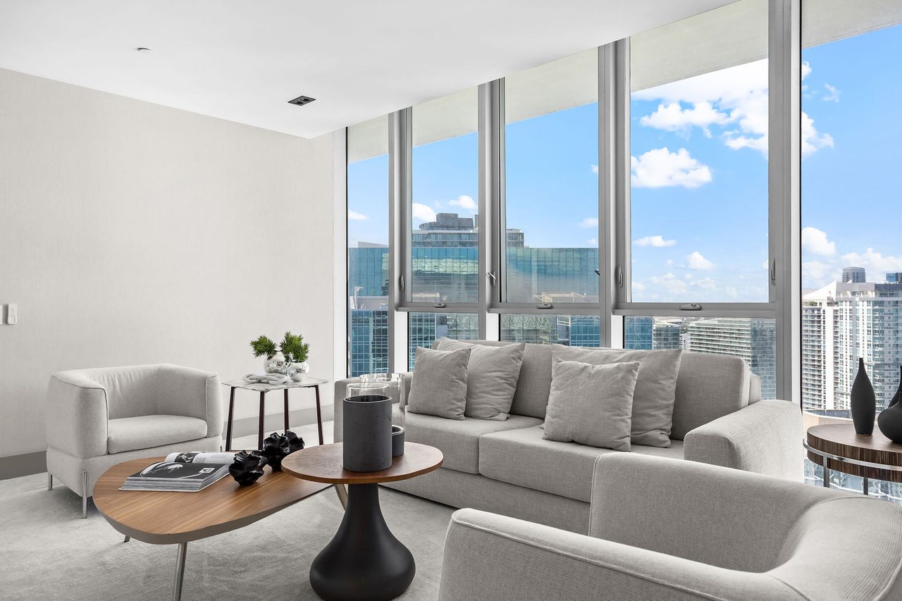 The upper-level lounge, above the city