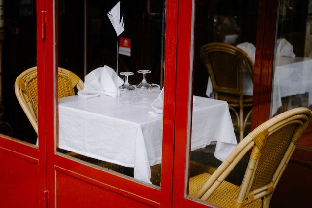 A private table at a St Barth French bistro