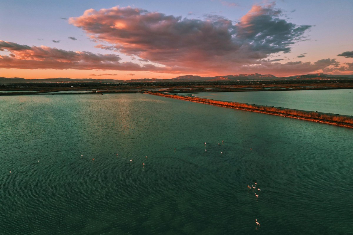 The salt pans at sunset