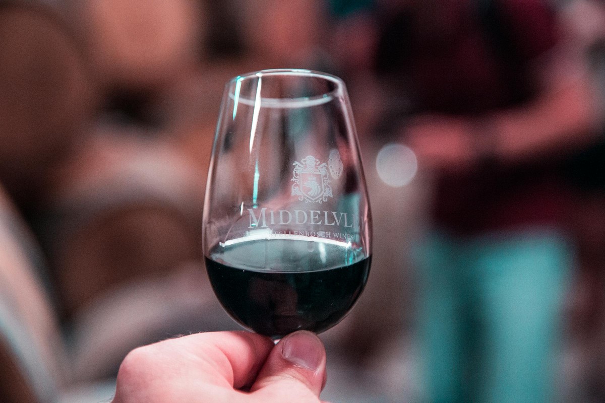 A winelands cellar table above the Cape