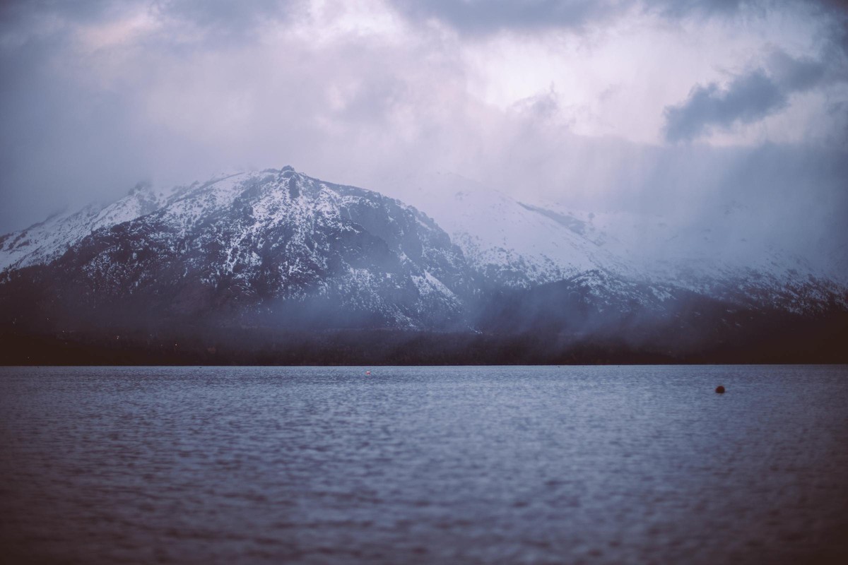 Nahuel Huapi lake at dawn from a private pier